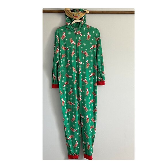 Matching Family Pajamas Reindeer Antler Zipper Onesie GREEN SZ S / MOM - Picture 3 of 11